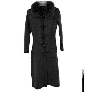 Anthropologie Pepe Peluso Women's Sweater Long Faux Fur Collar Large Wool *READ*